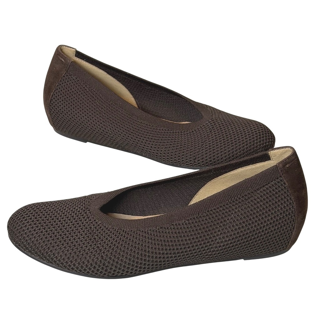 Eileen Fisher Una Hidden Wedge Ballet Flats 9 Chocolate Brown Woven Knit Comfort